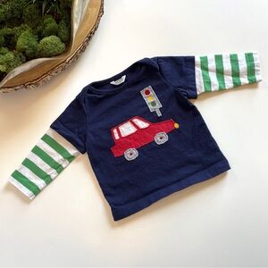 Baby Boden Traffic Light Red Car Appliqué Shirt | 3-6m
